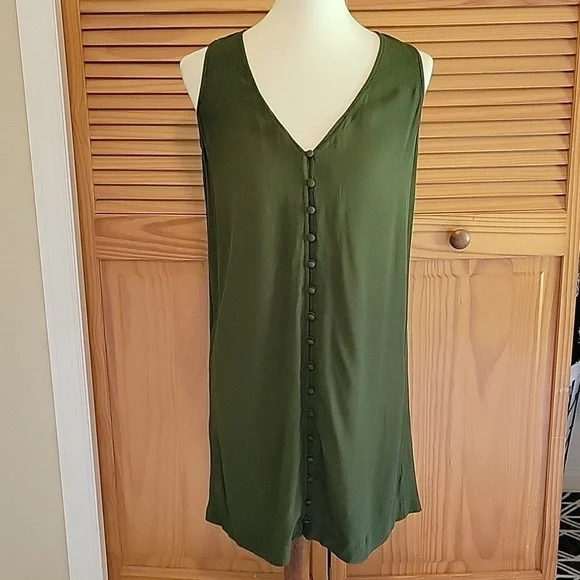 Madewell Heather Button Green Tunic Tank Sleeveless Shift Dress Twee Women's S - Picture 3 of 10